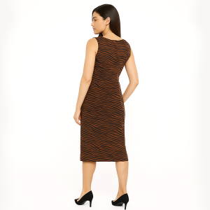 Lisa Marie Hernandez Tiger Stripe Linen Sheath Dress - Image 2