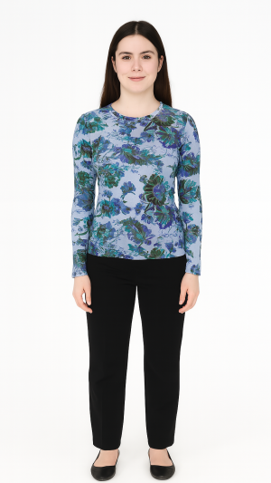 BCBGMAXAZRIA Floral Long Sleeve Top – Size L