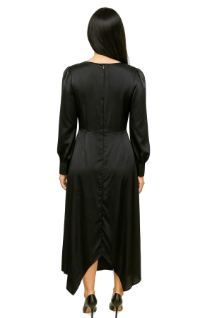 BCBGMAXAZRIA Asymmetric Black Satin Dress – Size 2 - Image 2