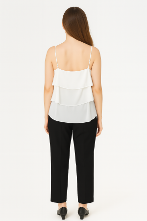BCBGMAXAZRIA White Tiered Ruffle Asymmetrical Camisole –  Size XS - Image 2