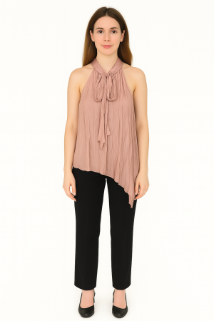 BCBGMAXAZRIA Copper Pleated Halter Top – Size XXS