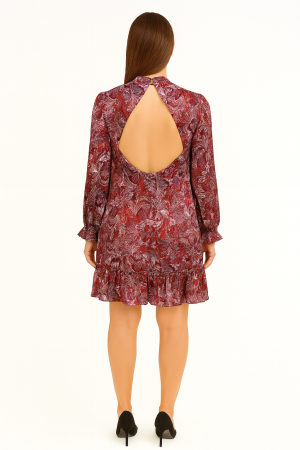 BCBGeneration Burgundy Floral Ruffle Dress – Size 2 - Image 2