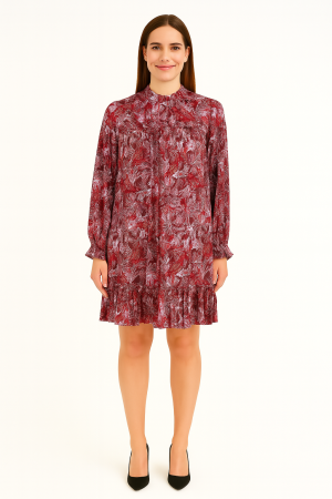 BCBGeneration Burgundy Floral Ruffle Dress – Size 2