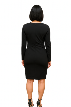 Calvin Klein Black Fitted V-Neck Dress – Size 8 - Image 2