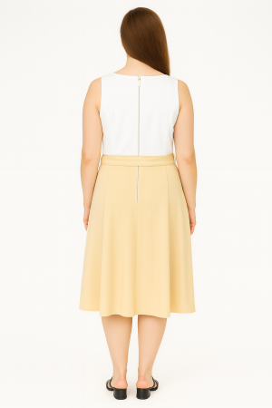 Calvin Klein Cream and White Sleeveless Fit & Flare Dress – Size 8 - Image 2