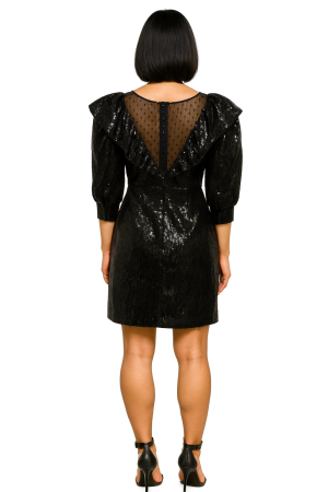 Dundas Black Sequin Ruffle Dress – Size 42 - Image 2