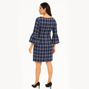 Karl Lagerfeld Lavender Plaid Bell Sleeve Dress - Image 2
