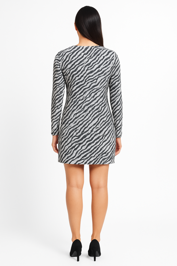 Maje Monochrome Zebra Print Long Sleeve Mini Dress - Image 2