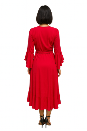 Melissa Odabash Red Ruffle Wrap Dress – Size XS, 100% Viscose - Image 2