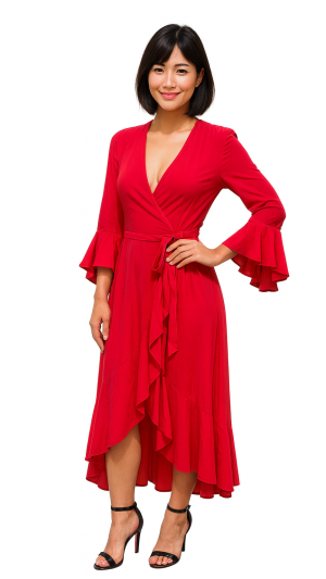 Melissa Odabash Red Ruffle Wrap Dress – Size XS, 100% Viscose