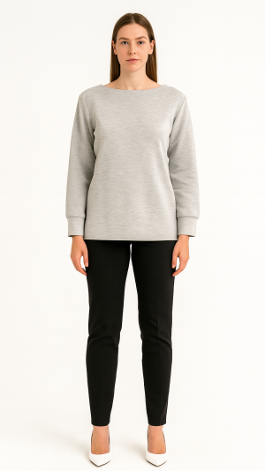 Rebecca Minkoff Light Grey Boat Neck Sweatshirt – Size S