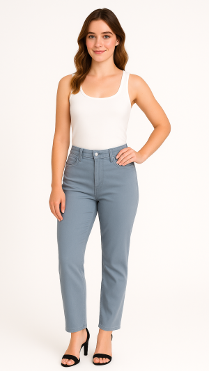 Avec Les Filles Light Blue Straight-Leg Pants - Size 27