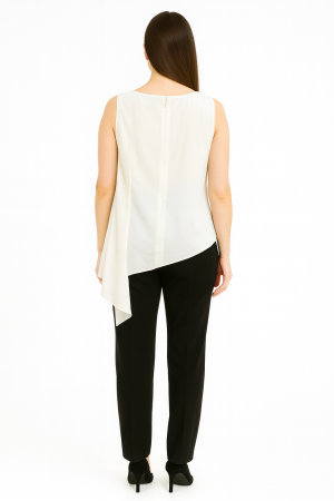 BCBGMAXAZRIA Asymmetrical Drape Blouse – Size L - Image 2