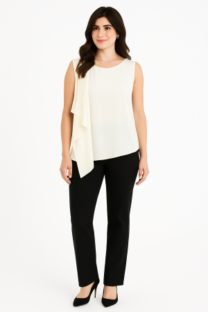 BCBGMAXAZRIA Asymmetrical Drape Blouse – Size L