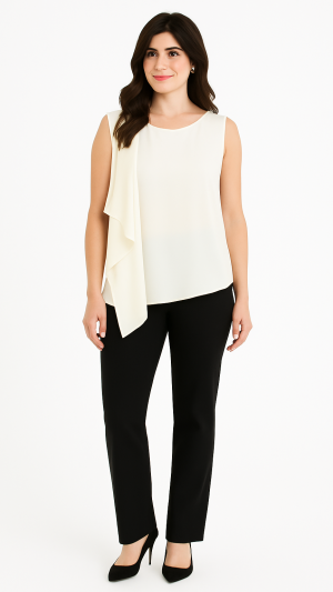 BCBGMAXAZRIA Asymmetrical Drape Blouse – Size L