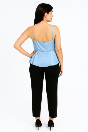 BCBGMAXAZRIA Blue Asymmetrical Peplum Camisole Top – Size L - Image 2