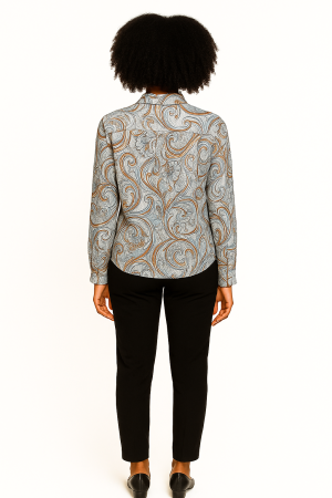 BCBGMAXAZRIA Sheer Baroque Print Blouse - Size XS - Image 2