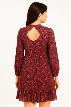 BCBGENERATION Burgundy Feather Print Dress – Size 16 - Image 2