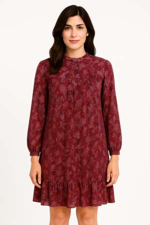BCBGENERATION Burgundy Feather Print Dress – Size 16