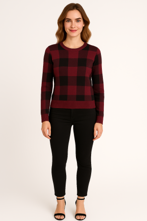 BCBGMAXAZRIA Plaid Sweater – Size XS