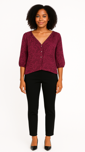 Bagatelle Collection Floral Textured Top - Size M
