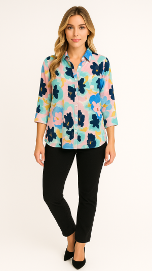 Boho Chic Floral Button-Up Blouse – Size XS