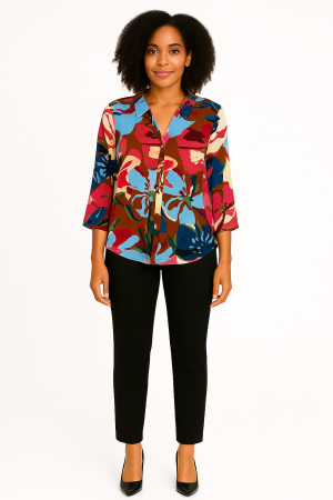 Boho Chic Floral Button-Up Top - Size XS
