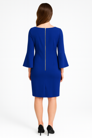 Calvin Klein Royal Blue Bell Sleeve Sheath Dress – Size 6 - Image 2
