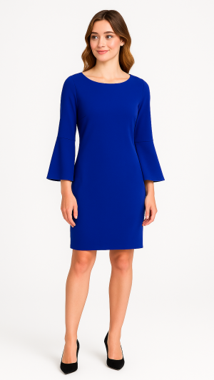 Calvin Klein Royal Blue Bell Sleeve Sheath Dress – Size 6