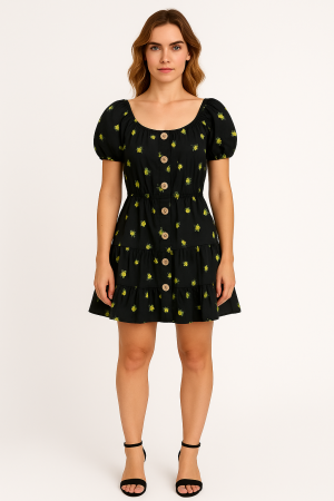 Eberjay Floral Puff Sleeve Dress – Size M