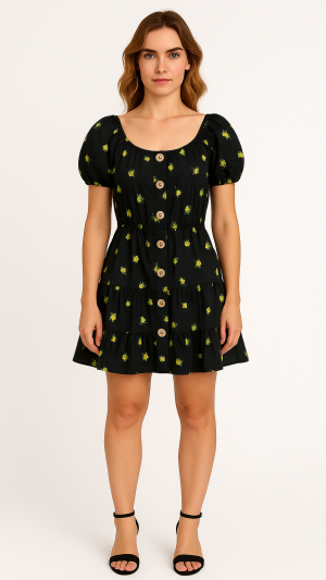 Eberjay Floral Puff Sleeve Dress – Size M
