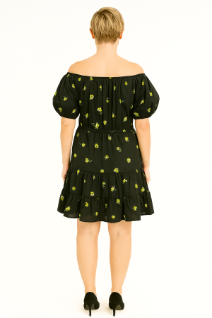 Eberjey Black Floral Button-Back Dress, Size M - Image 2