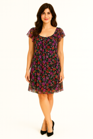 Elena Baldi Sheer Floral Dress, Size L