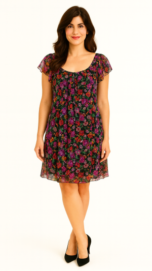 Elena Baldi Sheer Floral Dress, Size L