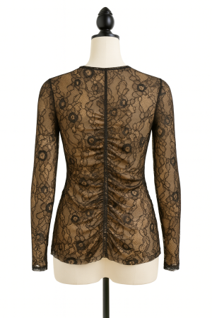 BCBGMAXAZRIA Black Floral Lace Top - Size Small - Image 2