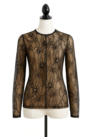 BCBGMAXAZRIA Black Floral Lace Top - Size Small