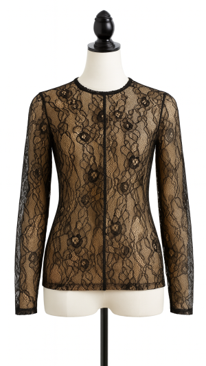 BCBGMAXAZRIA Black Floral Lace Top - Size Small