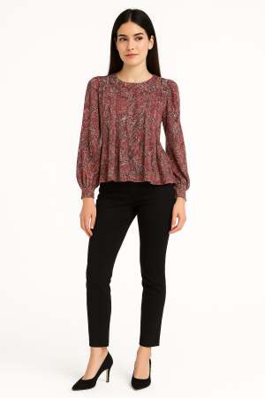 Nicholas Long Sleeve Printed Viscose Top – Size 2