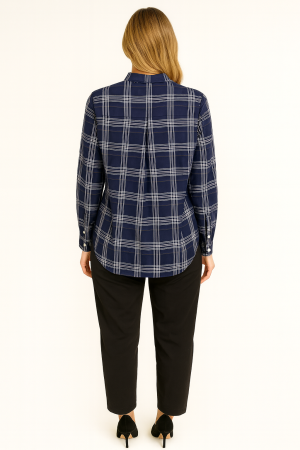 Ravel Navy Plaid Button-Up Shirt – Size S/P - Image 2