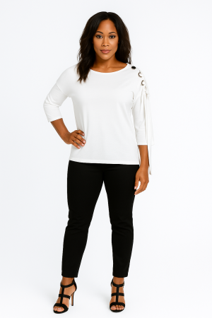 Ravel White Grommet Shoulder Knit Top – Size S/P