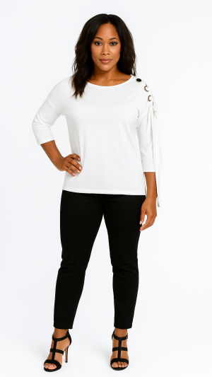 Ravel White Grommet Shoulder Knit Top – Size S/P