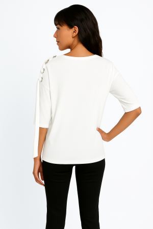 Ravel White Grommet Shoulder Knit Top – Size S/P - Image 2