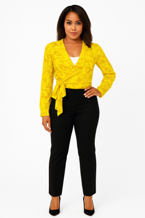 Rodebjer Yellow Floral Wrap Top – Size XS