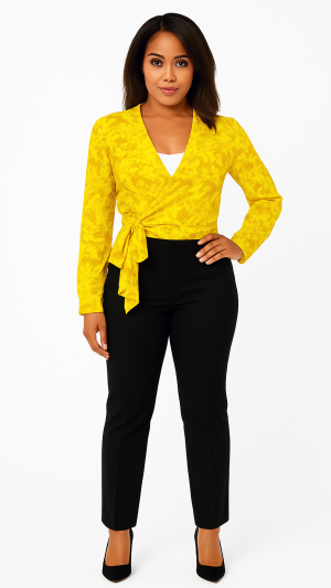 Rodebjer Yellow Floral Wrap Top – Size XS