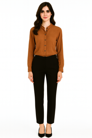 Tigerlily Rust Textured Cotton Blouse - Size 2