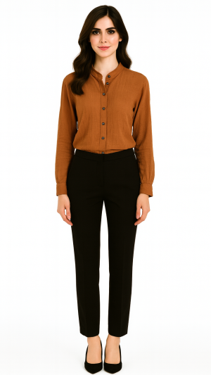 Tigerlily Rust Textured Cotton Blouse - Size 2